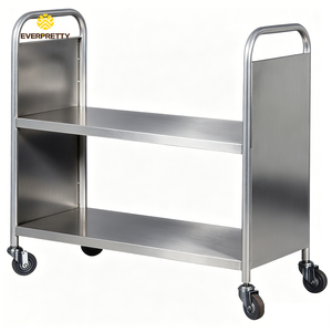 Chariot de <span class=keywords><strong>bibliothèque</strong></span> en métal robuste à 2 niveaux avec étagères, chariot mobile pour <span class=keywords><strong>bibliothèque</strong></span> avec <span class=keywords><strong>roulettes</strong></span> pour école, bureau, archives - Product Image 2