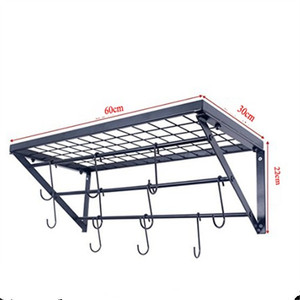 Étagère de rangement <span class=keywords><strong>pour</strong></span> casseroles et poêles de cuisine, montage au <span class=keywords><strong>plafond</strong></span>, support <span class=keywords><strong>pour</strong></span> ustensiles de cuisine, support suspendu avec crochets - Product Image 4