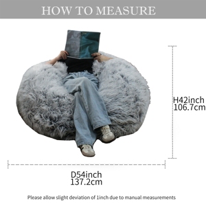 Luxury Velvet Shredded Foam Lazy Sofa Adults <strong>Bean</strong> <strong>Bag</strong> Chair Couch Living Room Bedroom Home Lounger Seat - Product Image 3