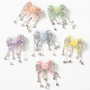 Catena di <span class=keywords><strong>perline</strong></span> acriliche con strass e fiocco a nappa lunga fai da te, per creazione di gioielli, accessori all'ingrosso per penne e borse - Product Image 5
