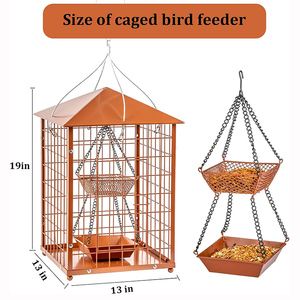 Mangeoire à oiseaux en fil métallique personnalisée JH-Mech, résistante aux intempéries, durable, anti-écureuils, design double couche, suspendue, en métal. - Product Image 2
