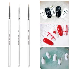 3Pcs/Set Kolinsky Gel Nail Art Line Painting <b>Brushes</b> Crystal Acrylic Thin Liner Drawing Pen Nail Art Manicure Tools Set - Product Image 5