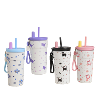 Vaso de acero inoxidable Hello Kitty de 500 ml con doble pared aislante y pajita para viajes y uso al aire libre