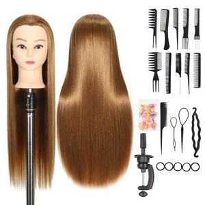Cabeza de Maniquí Masculina para Entrenamiento, de Seda Resistente al Calor, para Práctica de Peluquería, Corte de Cabello, Enseñanza, Color Marrón Dorado, Puede Permanecer y Teñirse - Product Image 1