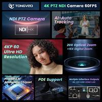 TONGVEO 2 cámaras PTZ 20X/30X con controlador de joystick de pantalla dividida en 4 partes |   Altavoz |   Switch POE para Transmisión en Vivo