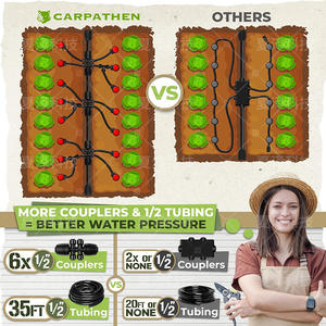 Kit de riego por goteo Carpathen con tubería de 1/2 pulgada y conexión rápida, sistema de riego para jardín, para flores y verduras - Product Image 1