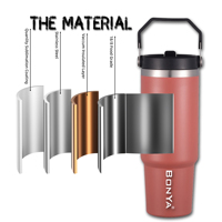 Gourde isotherme en acier inoxydable de qualité supérieure, 30 oz, avec poignée et paille rabattable