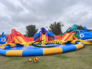 Tobogán de agua inflable de grado comercial de la mejor calidad <span class=keywords><strong>con</strong></span> piscina a la venta - Product Image 4