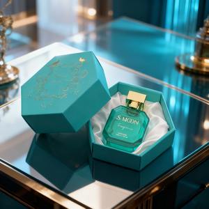 Flacon de <span class=keywords><strong>parfum</strong></span> élégant en verre transparent octogonal de 30 ml, 50 ml, 100 ml avec bouchon doré et fond épais avec coffret cadeau - Product Image 3
