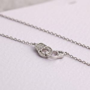 Rhodium Plated <b>Silver</b> Zircon <b>Heart</b> <b>Necklace</b> Trendy Strand Design for Women's-Party Engagement Wedding Jewelry - Product Image 3