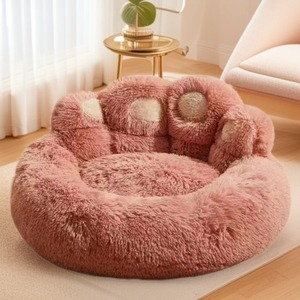 Kingtale Großhandel Custom Pet Lieferanten Hunde zubehör Umwelt freundlich Flauschig Gemütlich Bär Pfoten form Plüsch Runde Katze Hunde bett - Product Image 4