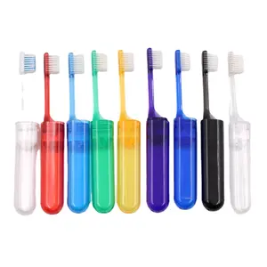 Wholesale Portable Individually Foldable Toothbrush Oem Brand Travel Toothbrush Set With Toothpaste In Handle