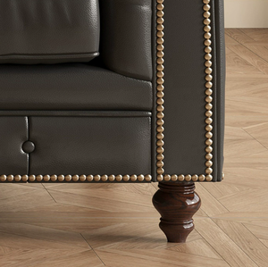 Divano a Tre Posti in Stile Americano <span class=keywords><strong>Classico</strong></span> per Piccoli <span class=keywords><strong>Soggiorni</strong></span>, Ecologico, per Uso Alberghiero, in Legno Cerato Vintage Nero Autentico - Product Image 3