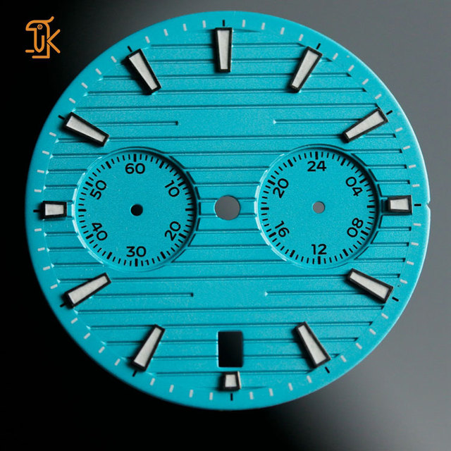 Customized 24 Hour Blue Luminous Watch Dial for Eta 2836 2824 Miyota 9015 Movement 33.5mm Blank Watch Dials Manufacturer