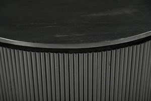 Mesa de Centro Redonda de Madera CNC con Tapa de Mármol Negro / Madera Negra / Madera de Mango con Mármol Negro - Product Image 4