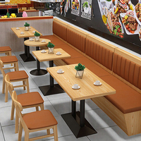 Moderne Fast Food Holz kabine Sitz Soft Restaurant Tische Stühle Sofa Stände für Cafe Shop Dining Restaurant Stühle und Tische