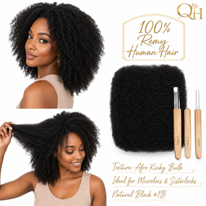 Cheveux humains brésiliens naturels noirs afro crépus en vrac 30g 9A-12A, extensions de locs Remy vierges prêtes à tresser - Product Image 3