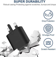 Chargeur mural rapide USB C 25W, adaptateur 3 broches 25W avec câble Type-C à Type-C 3A pour adaptateur de voyage Samsung