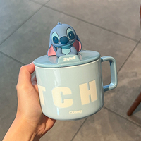 Mug en céramique à motif de dessin animé avec couvercle et poignée, tasse à café et à lait personnalisée pour le bureau, l'école et les cadeaux