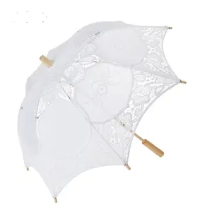 L2 pizzo ricamo ombrelloni decorazione festa di nozze ombrello puntelli bianco avorio pizzo mestiere sposa ombrello