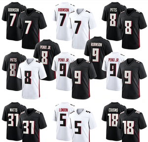 Vente en gros de maillots de football américain unisexes 100% polyester respirant # 7 Bijan Robinson # 3 Bates III # 9 Michael Penix Jr # 5 Drake - Product Image 1