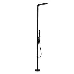 <span class=keywords><strong>Robinet</strong></span> de sol extérieur vertical avec douchette en acier inoxydable brossé, jet pluie, design moderne, eau froide et chaude, pour usage en bord de mer - Product Image 5