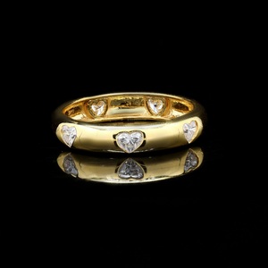 925 Sterling Silver Eternity Band Plaqué Or Vermeil Coeur Forme CZ Classique Bohème Lunette Réglage pour Anniversaire Anniversaire - Product Image 2