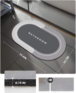 Tapis de bain en microfibre à motif uni, séchage rapide, articles ménagers, tapis absorbant l'eau en diatomite doux pour salle de bain - Product Image 2