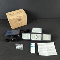 Lampe murale solaire de sécurité à 4 têtes, 283 LED, étanche, avec détecteur de mouvement et télécommande
