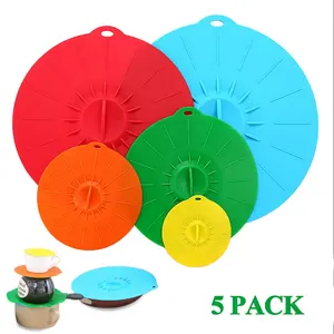 OKSILICONE Microwave Cover Silicone Lids Food Suction Covers Different Size Heat Resistant Reusable Lids for Pots Bowls Cups