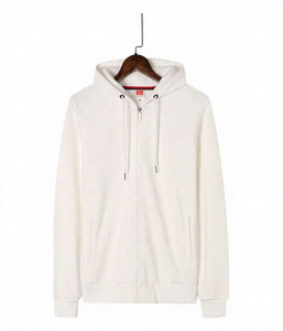 Men's Hooded Zip-Up Sweatshirt Solid Color Casual Knitted Regular Fit Winter Blue Long Sleeve Pocket Design Embroidered French - Product Image 5