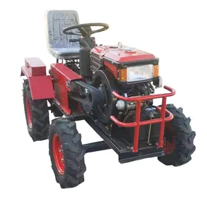 12hp 15hp water cooling diesel engine 4 wheel agricultural farming hand walking behind mini tractor with CE