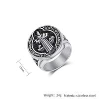 Bague en acier inoxydable avec médaillon catholique Saint Benoît, plaqué or 18 carats PVD, bijoux fins avec pierre naturelle pour mariage et fiançailles