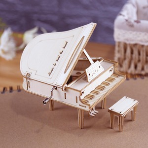 Jouet de <span class=keywords><strong>puzzle</strong></span> 3D en bois, boîte à musique piano, blocs de construction DIY, octophone musical à manivelle, design créatif H607, à partir de 7 ans, boîte - Product Image 3