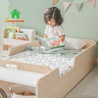 Lit bébé pliable en bois Montessori moderne avec barrières, lit pour tout-petit, couleur et logo personnalisés