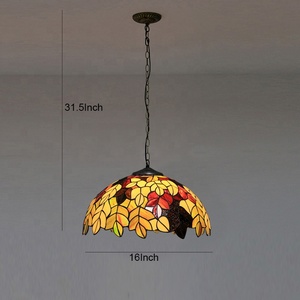 LongHuiJing 16Inch <strong>Vintage</strong> Tiffany Style Stained <strong>Glass</strong> Halogen/LED 360 Beam Ceiling Chandelier Hanging Light <strong>Lamp</strong> <strong>Shade</strong> - Product Image 3
