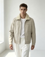 Chaqueta de Invierno para Hombre, con Cuello Sherpa, Tela Gruesa Cepillada, Cierre de Cremallera, Estilo Casual, Talla Grande, Venta al Por Mayor OEM
