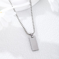 Collier pendentif en acier inoxydable 10x25mm, nouvelle mode, avec lettre gravée, logo personnalisé, barre verticale, breloque