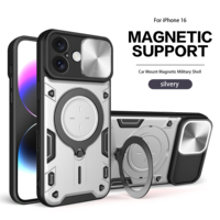 Support de voiture magnétique à rotation 360°, coque rigide antichoc en TPU et métal avec design Camshield pour 16