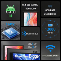 MESWAO Tablet TV Layar Sentuh Mobile 15.6 Inci 1920x1080 WiFi Nirkabel Dapat Digulung Android 14 Bisnis MTK Octa Core 2.2GHz USB-C