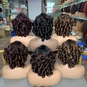 Perruque à closure en cheveux vierges, perruque brésilienne en cheveux humains SDD 12 pouces, couleur noir naturel, boucles rebondissantes - Product Image 4