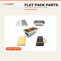 FLAMEBUILT Grand barbecue de camping pliable au charbon de bois 43 x 22 cm, corps en acier inoxydable SUS304, grille pour barbecue extérieur toutes saisons