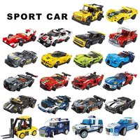 2870-2891 Ensemble de Blocs de Construction Voiture de Sport Course en Ville, Modèle de Voiture à Assembler, Briques MOC pour Enfants, Jouets