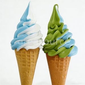 Kit de modèles de crème glacée en plastique de 17 cm à double saveur, effet tourbillon, technique mousse, saveurs artificielles Matcha et Framboise Bleue, pour cornets à gaufres de crème glacée molle, usage café - Product Image 5