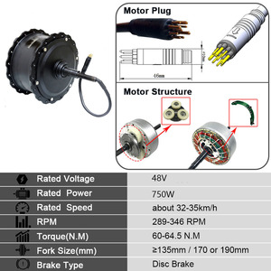 Moteur de moyeu arrière EU 48V 500W, 750W, 1000W pour vélo électrique à pneus larges V8 / Ridstar Q20 / F20 20 pouces - Product Image 5