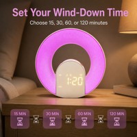 Réveil intelligent avec anneau lumineux, machine à bruit blanc et 30 sons apaisants pour le sommeil, lumière d'ambiance RVB, double alarme pour chambre à coucher