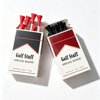 Vente en gros de tees de golf en bambou personnalisés avec logo imprimé en couleur, 70 mm et 83 mm, avec emballage personnalisé en boîte à cigarettes ou en sac de présentation
