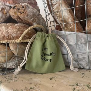 Bolsa de tela de algodón orgánico con cordón, reciclable, con logotipo personalizado - Product Image 4