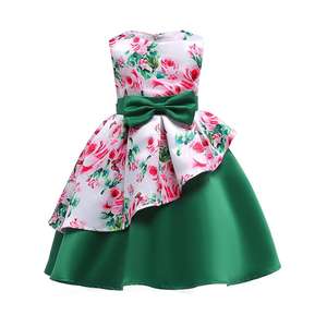 Vestido Infantil de Primavera y Verano con Estampado Irregular y Lazo para Niñas - Product Image 5