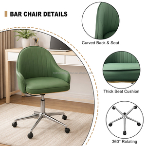 <span class=keywords><strong>Silla</strong></span> de Oficina Nórdica con Asiento Tapizado en Cuero PU, Giratoria con <span class=keywords><strong>Ruedas</strong></span>, Sillas de Bar para el Hogar y el Espacio de Trabajo - Product Image 3